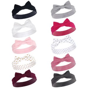 Hudson Baby Infant Girl Cotton Headbands 10pk, Classic Bow, 0-24 Months - 1 of 2