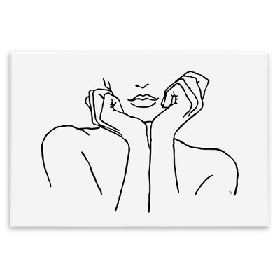 Stupell Industries Woman Face Outline Doodle Wall Plaque Art