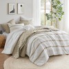 7Pcs Comforter Set Stripe Bedding with Quilt & Pillow, All Season Polyester Microfiber, Wrinkle Resistant Boho Coastal Style - 2 of 4