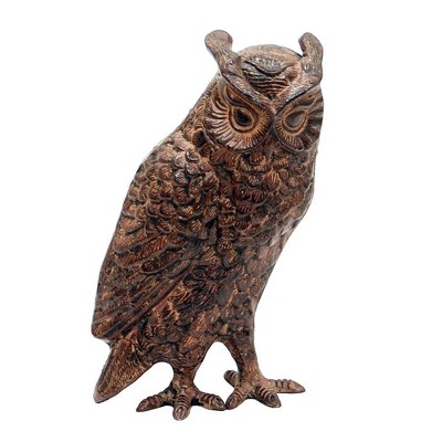 12.5" Tall Indoor Outdoor Great Horned Owl Statue Rustic Bronze Painted Finish - Achla Designs