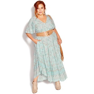 Women's Plus Size Spirited Floral Maxi Dress - sea foam | STARLING REINE - 1 of 4
