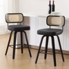 Bekrvio Swivel Counter Height Bar Stools Set of 1/2/3/4 - 26" Faux Leather Upholstered with Rattan Back, Black Wood Frame for Kitchen Island - 2 of 4
