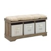 42" Upholstered Wood Entryway Bench with Storage Gray Wash - Saracina Home - 2 of 4