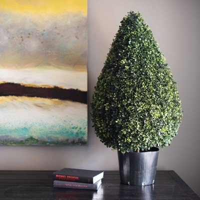 Elegant 37" UV-Resistant Plastic Boxwood Topiary in Teardrop Design