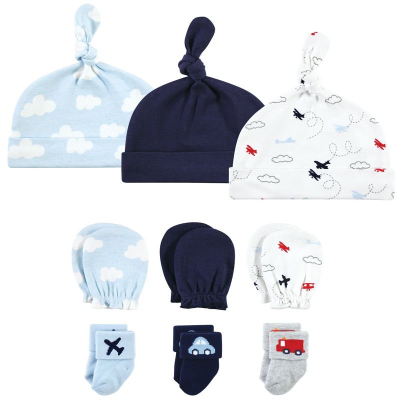 Hudson Baby Infant Boy Caps, Mittens and Socks Set, Transportation, 0-6 Months, 1 of 6