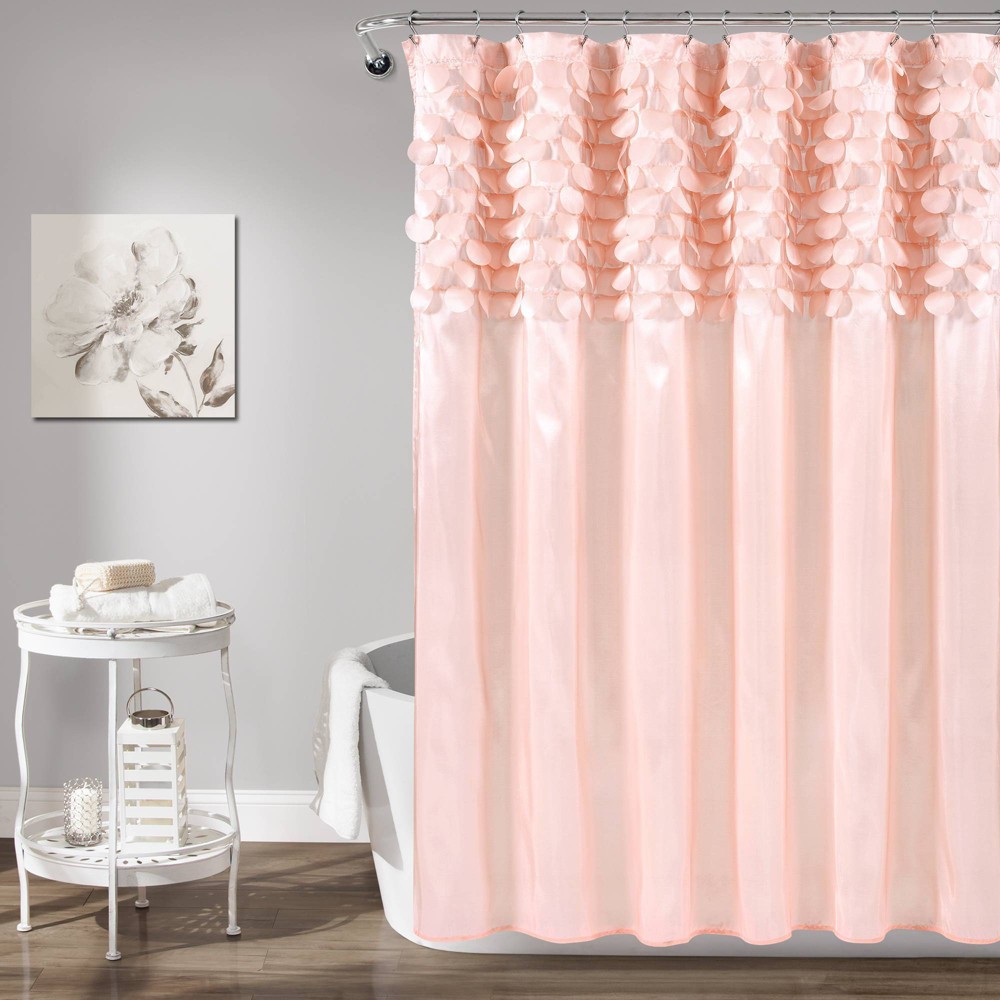 Photos - Shower Curtain Lillian  Blush - Lush Décor: Elegant Microfiber, Buttonhole Top, OEKO-TEX Certified