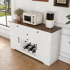 NicBex Farmhouse Wooden Sideboard Cabinet with Storage Drawers & Adjustable Shelves,Coffee Bar Buffet Cabinet for Kitchen,Dining Room - 1 of 4