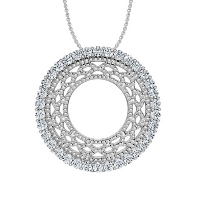 Pompeii3 1/3Ct Circle Diamond Pendant 14k Gold 3/4" Tall Necklace Lab Created