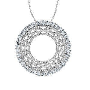 Pompeii3 1/3Ct Circle Diamond Pendant 14k Gold 3/4" Tall Necklace Lab Created - 1 of 4