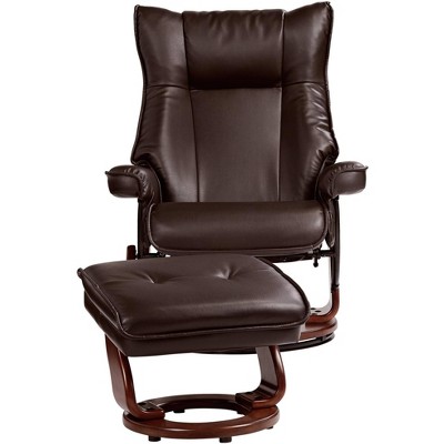 Java Brown Faux Leather Swivel Recliner with Ottoman