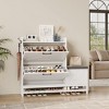 Shoe Cabinet with 2 Flip Drawers, Hidden Wood Narrow Shoe Cabinet with Shoe Bench & 2 Hooks for Entryway Hallway, Living Room - 2 of 4