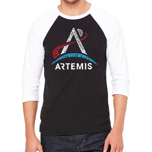 LA Pop Art NASA Artemis Logo - Men's Raglan Baseball Word Art T-Shirt - 1 of 4