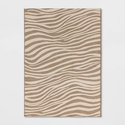 5'x7' Wavy Lines Outdoor Area Rug Beige/Natural Brown - Threshold™