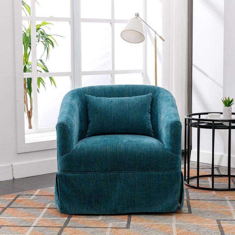 360° Swivel Linen Upholstered Armchair - ModernLuxe, 2 of 13