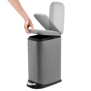 Trash Can, Stainless Steel Kitchen Trash Can 3.2 Gallon with Soft Close Lid & Foot Pedal - 1 of 4