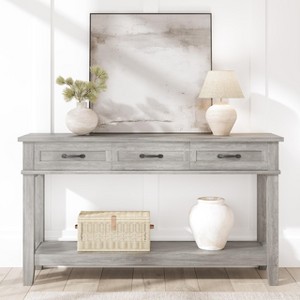 GustoWave 54'' Entryway Table, Rustic Console Table with 3 Storage Drawers, 2 Tier Farmhouse Wooden Sofa Table - 1 of 4