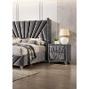 Vynxaria Fully Upholstered 2-Drawer Nightstand - Art Deco Design, Crystal-Like Knobs, Glass Top, Chrome Legs - 2 of 4