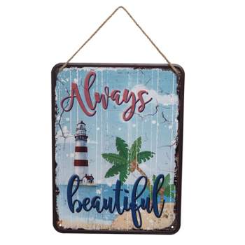 Beachcombers Always Beautiful Shore Metal Sign Wall Home Decor 11.81 x 15.75 x 0.16 Inches.