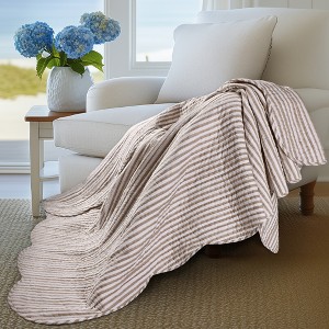 Martha Stripe Taupe Quilted Throw - Levtex Home - 1 of 4