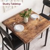 3-Piece Wood Top Dining Set (1 Table+2 Chairs) with Metal Frame & Padded Back - for Home, Café, Office - 4 of 4