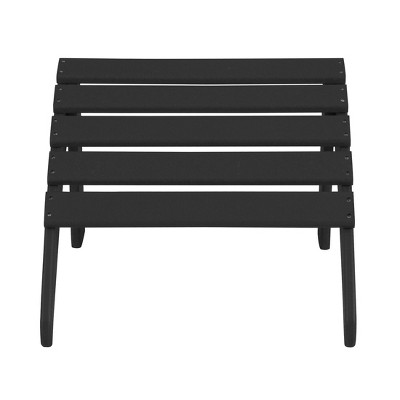 Malibu Black HDPE 12-Piece Outdoor Adirondack Chair Set with Ottoman and Side Table