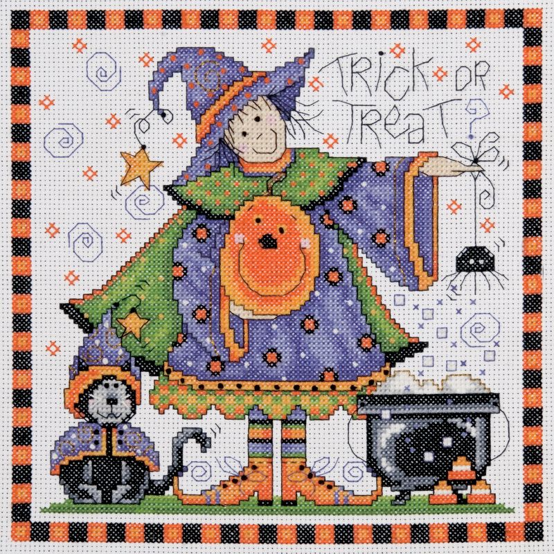 Design Works Counted Cross Stitch Kit 8"X8"-Trick Or Treat (14 Count), 1 of 2