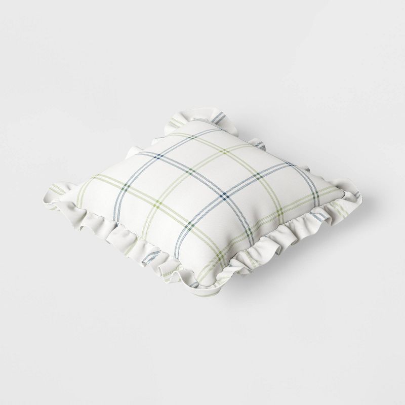 19&#34;x19&#34; Plaid Ruffle Square Indoor Outdoor Throw Pillow White - Threshold&#8482; designed with Studio McGee, 4 of 6