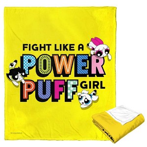 Cartoon Network Powerpuff Girls Fight Like A Powerpuff Silk Touch Throw Blanket 50x60 Inches - 1 of 4