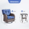 Buenhomino 3 Pieces Patio Furniture Set, Outdoor Swivel Rocker Patio Chairs, Wicker Patio Bistro Set with 5" Thickened Cushions and Glass Coffee Table - 3 of 4