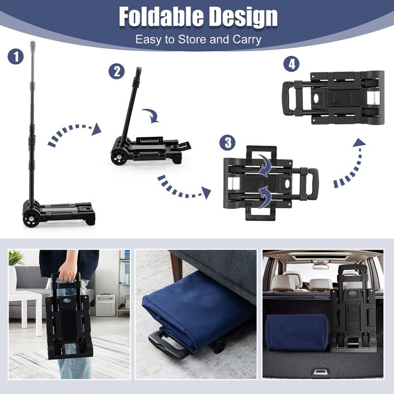 Tangkula Folding Shopping Cart Rolling Utility Cart w/ Removable Waterproof Bag, 5 of 11