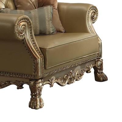 Dresden 45" Gold Patina Faux Leather Accent Chair