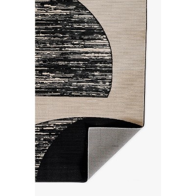 Xander Black and Ivory Geometric Synthetic Rug 2' x 3'