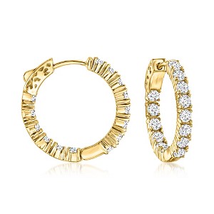 Ross-Simons 3.00 ct. t.w. CZ Inside-Outside Hoop Earrings in 14kt Gold Over Sterling - 1 of 4