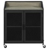 ORRD Black 2-Door Mobile Home Bar Cabinet with Casters, Sandy Black Finish with Grey Wash Top, Rolling Wine & Storage Cart for Living Room - 3 of 4