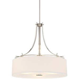 Minka Lavery Brushed Nickel Pendant Chandelier 20" Wide Modern White Drum Shade 4-Light Fixture for Dining Room Foyer Kitchen Home - 1 of 3