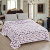Plazatex 100% Polyester Luxurious Ultra Soft Lightweight Rose Butterfly Printed Bed Blanket 102" x 90" White/Purple - 2 of 4
