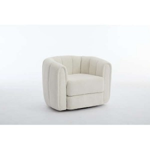 Lyngins Swivel Accent Chairs with Curved Backrest,Upholstered Swivel Barrel Chairs with Wood Frame,Teddy Sofa Chairs for Bedroom,Living Room - 1 of 4