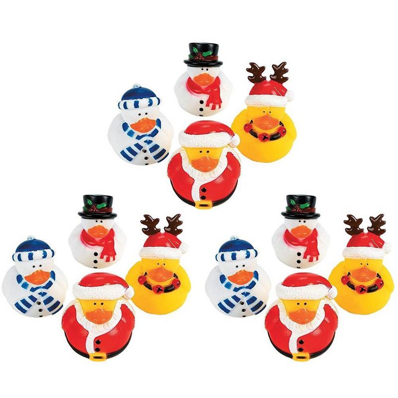 Fun Express Vinyl Holiday Rubber Duckies Party Favors, Children's Birthday Bash, Holiday Celebrations, 12pcs, 1 of 7