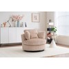 Oversized Corduroy Round Swivel Accent Chair with Pillows for Living Room, Bedroom - 3 of 4