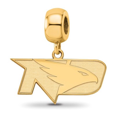 Black Bow Jewelry 14k Yellow Gold Plated Sterling Silver North Dakota Fighting Hawks NCAA Bead Charm