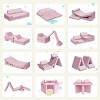 INFURNIC Sofas Modular Kids Play Sofa 8 Pieces Convertible for Playroom Bedroom Fun, Pink, 56"*28"*18" - 4 of 4