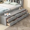 Streamdale Full Bed with Bookcase Headboard, Under bed Storage Drawers and Bed End Storage Case,Grey - 4 of 4
