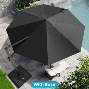 Crestlive Products 11.5FT Round Patio Offset Cantilever Umbrella with Base Set Adjustable with 360°Rotation Pole Outdoor Umbrella - 1 of 4