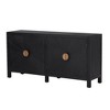 59.8"W Elegant Sideboard with Radiating Line Pattern Doors, 4-Door Ash Veneer Cabinet with Adjustable Shelves 4B - ModernLuxe - 4 of 4