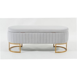 Airsurfer Oval Velvet Storage Bench with Metal Legs, Upholstered Lift-Top Ottoman Bench for Bedroom, Living Room, or Entryway - 1 of 4