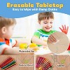 Modern Kids Table and 4 Chair Set,23.26" Height Adjustable Toddler Tables and 4 Chairs with Non-Slip Desk Legs&Organizer Graffiti Desktop - 2 of 4