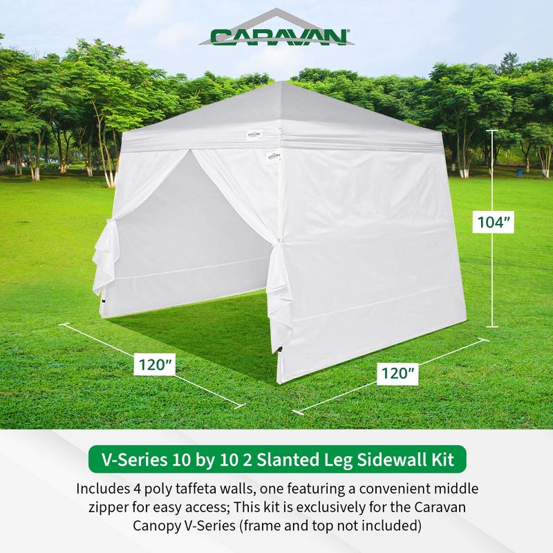 Caravan Canopy V-Series 10 x 10 2 Slant Leg Sidewall Kit & V-Series II 10 x 10 Entry Level Angled Leg Instant Canopy for Recreational Uses, 3 of 7