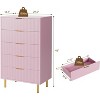 Pink Dresser, Modern 5-Drawer Wooden Chest for Bedroom with Gold Handles, Large Storage Organizer and Double Chest of Drawers - 2 of 4
