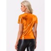 Allegra K Women's Party Metallic Short Sleeve Textured Shiny T-shirts - 4 of 4