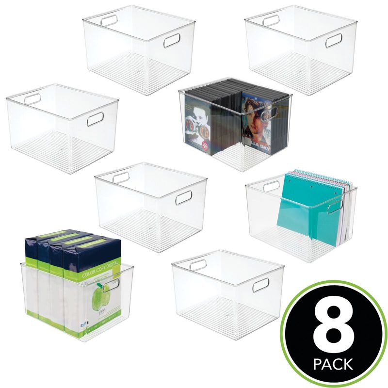 mDesign Plastic Office Supply Organizer Storage Bins with Handles, 2 of 9